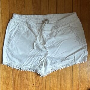 High Waist White Lace Trim Shorts